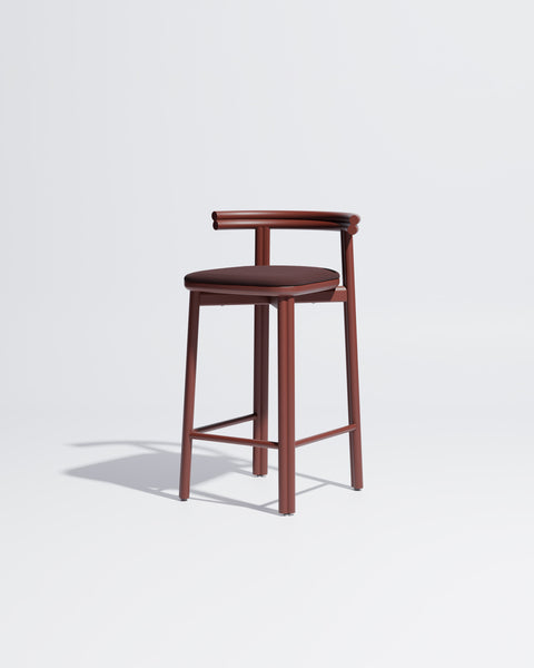 Twill Metal Counter Chair Upholstered | Gibson Karlo | DesignByThem ** Rust Red / Maharam Merit - 039 (Indoor Only)